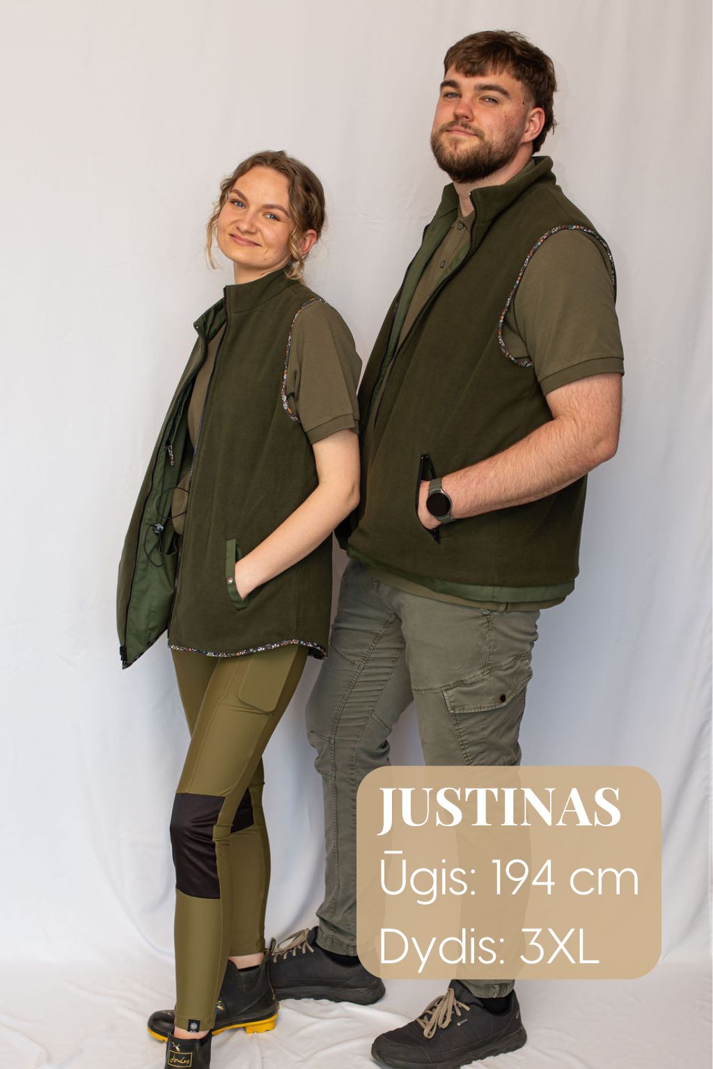 Dvipusė vyriška liemenė (su kišenėmis įrankiams)