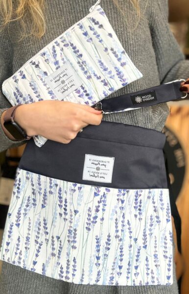 Kolekcija "Levanda" (prijuostė, kosmetinė, raktų pakabukas)